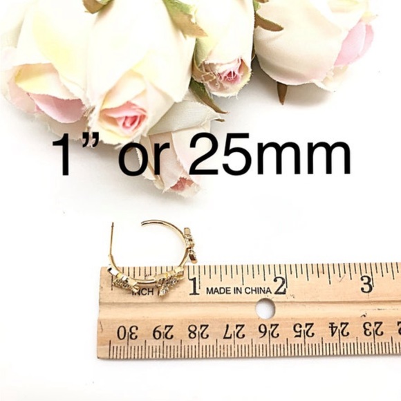 Gold CZ Butterfly 1” Hoops NWT, Gold Filled, Ships in a Gift Box! - Picture 8 of 8